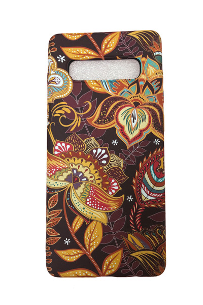 OEM Θήκη Samsung Galaxy S10 Plus, Φωσφορίζουσα, Σχέδιο καφέ λουλουδιών, Πολύχ...