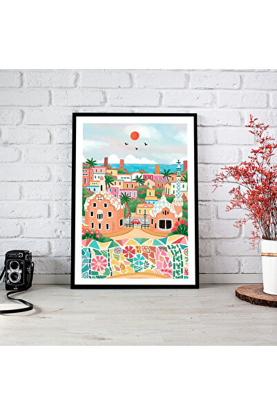 woodsia Tablou cu poster din lemn MDF cu aspect de cadru dintr-o bucată CYMD ...