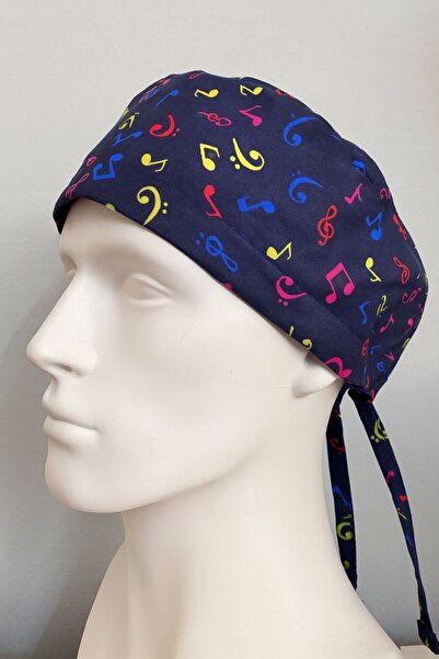 by htc forma Unisex Renkli Müzik Aleti Desen Cerrahi Bone Lastikli Likralı kumaş