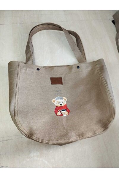 Trend Moda Teddy Denim Fabric Wide Deep Bag