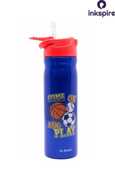 inkspire Patterned Children's Water Bottle 500 ml Steel Water Bottle Water Leak Proof Steel Water Bottle with Straw Does Not Smell Student Water Bottle