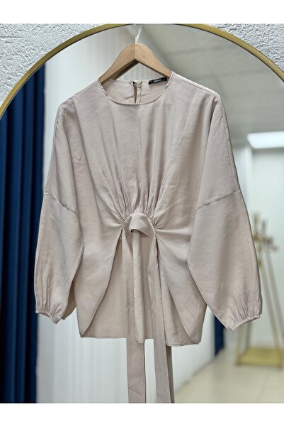 BENAHOLL Φόρεμα Lisyla Modal με λεπτομέρεια με κορδόνια-AS4072 Stone