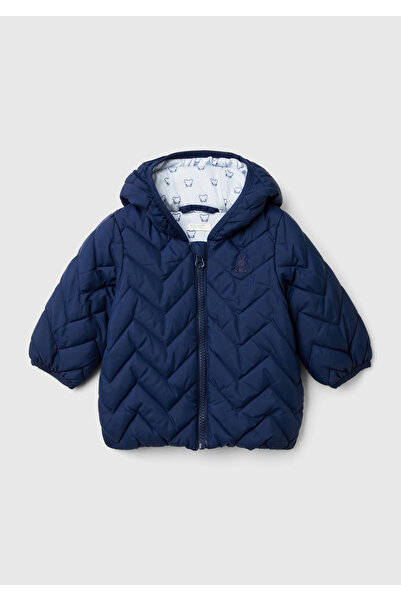 United Colors of Benetton Baby Navy Blue Chest Logo Printed Zigzag Pattern Ho...