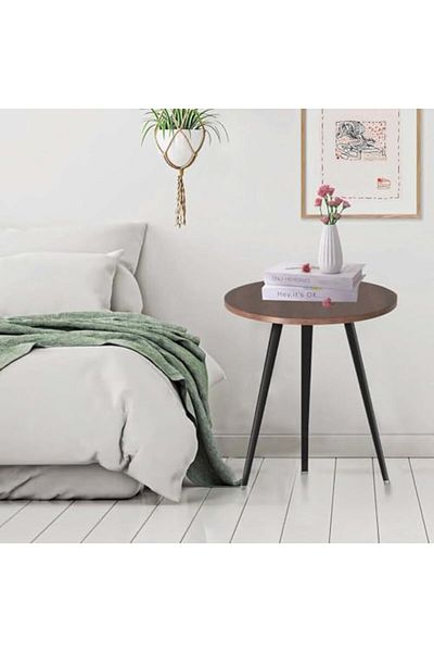 Türkiye Round Modern Wooden Dining Table Cocktail Table with Aluminum Legs for Kitchen Living Room Leisure C
