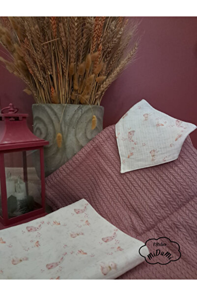 Latelier Midumi طفلة، 3 قطع بيكيه بنفسجي 90*115 سم، بطانية موسلين منسوجة بطبق...