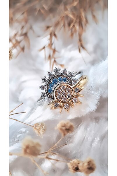 Serenity خاتم مطلي بالفولاذ مزدوج من Moon Sun