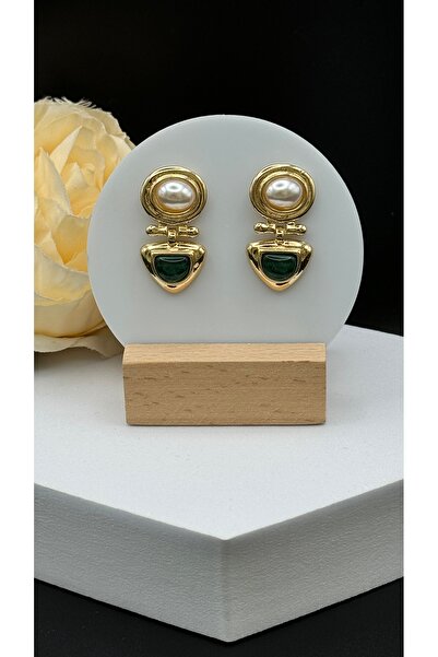 SK aksesuar Yeşil Beyaz Taşlı Vip Küpe