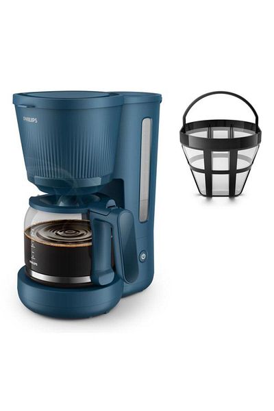 Philips HD 7411/70 Coffee Maker, 1.32 L Reservoir, 1.25 L Carafe, 1080 W, 10 Cups (Blue)
