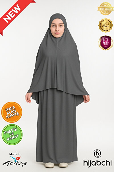hijabchi Practical Prayer Garment - Breathable Air Conditioned Fabric - New Collection - Smoked