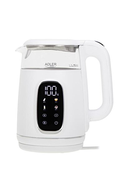adler Fierbător electric AD 1305 WS, 1,7 l, 2200 w, afișaj LED, bază pivotant...