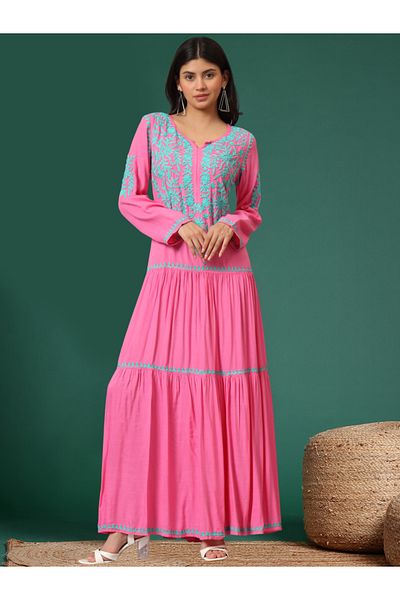 alaya Hand Embroidered Lucknowi Chikankari Cotton Jalabiya-AL3942