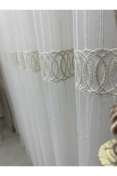 NİVEMESHOME White Rain Tulle Curtain 1/3 Fine Pile