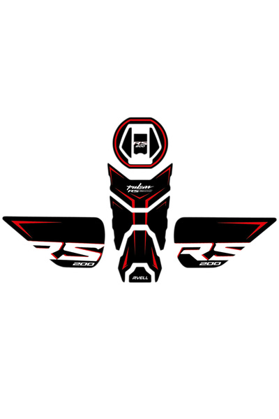 MKARAKAN RVELL Bajaj Pulsar RS200 Uyumlu Tank Pad Set 002