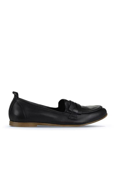 Bueno Shoes Black Leather Women's Flat Ballerinas 01Wy6000