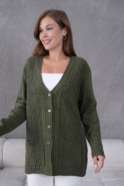 Lamierra Women's Mother's Knitwear Wool Cardigan with Pocket Detail