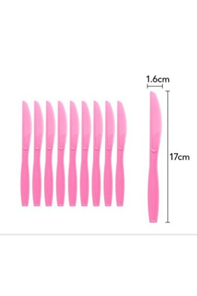 Teo Set of 10 disposable knives 17 x 1.6 cm, pink
