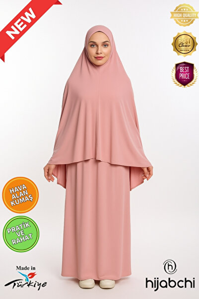 hijabchi Practical Prayer Garment - Breathable Air Conditioned Fabric - New Collection - Powder
