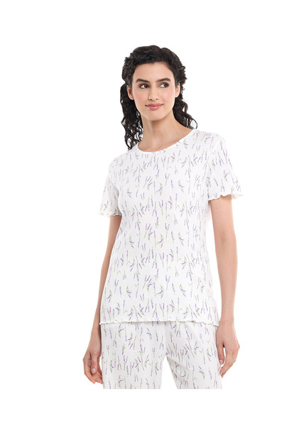 R&B قميص نوم مطبوع بأكمام قصيرة