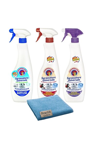 chante clair Set Curatare 3x Detergent universal Chante Clair cu Bicarbonat, Marsiglia, Lavanda 600 ml si Laveta