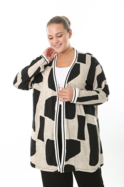XL Modam Women's Lycra Viscose Patterned Large Size Cardigan