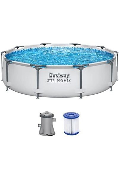 BESTWAY Steel Pro Max 56408 above-ground pool set with filter pump, diameter 305 x 76 cm, grey, roun