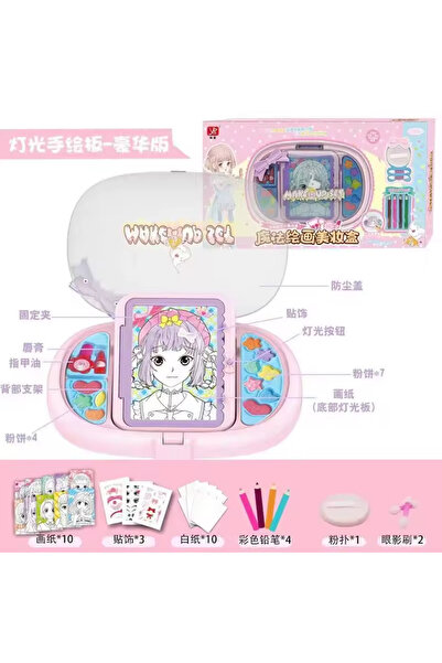 rexa مجموعة لعب مكياج ورسم للبنات - مجموعة لوحة إبداعية مضيئة
