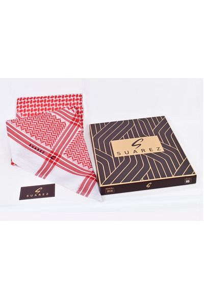 SUAREZ Dark red shemagh - fashion elegance with a modern twist