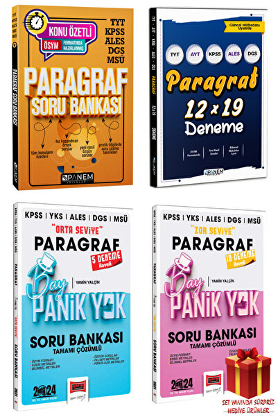 Panem Yayınları Paragraf Soru Bankası+ Paragraf 12x19 Deneme+ Bay Panik Yok O...