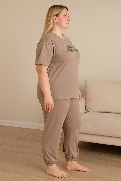 LXL Women's Plus Size Pajama Set Kahv-Lov-Ans