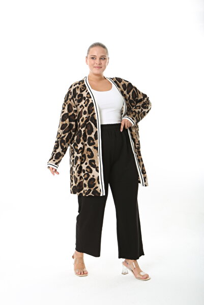 XL Modam Women's Lycra Viscose Patterned Large Size Cardigan