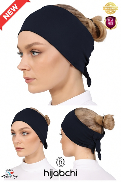 hijabchi Розкішна бандана з кісткою, віскозна підкладка для хіджабу - синя
