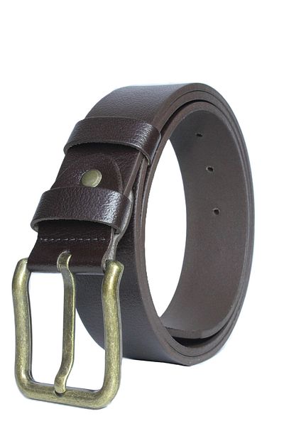 Livize Genuine Buffalo Leather Antique Yellow Buckle Men's Belt 4cm