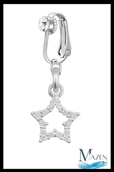 MAZEN Yıldız Model Sıkıştırmalı Çelik Göbek Piercing | Deliksiz | Delik Gerek...