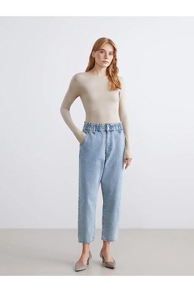 LC Waikiki Mom Fit Women's Jean Trousers with Elastic Waist (W5)