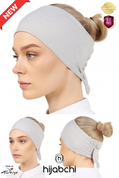 hijabchi Розкішна бандана з кісткою, віскозна підкладка для хіджабу - світло-сіра