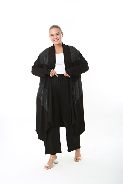 XL Modam Women's Lycra Viscose Black Large Size Cardigan