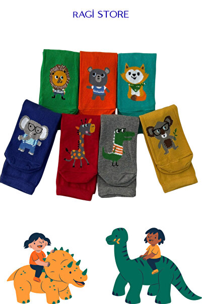 ragi store 7-пакет цветни детски памучни чорапи с животински мотиви, подходящи за момчета и момичета