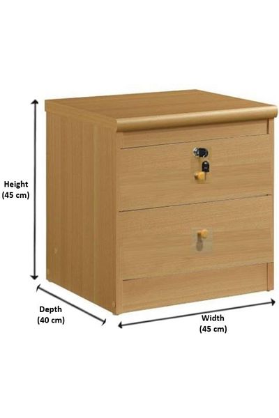 AWF AL WADI FURNITURE Bery Bedside Table, Night Stand Table Side Table with Lockable Key Drawer,Easy Assembly Beech
