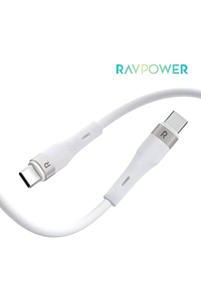 RavPower سلك راف باور سيلكون تايب سي الى تايب سي بقوة 60 واط بطول 1.2متر - ابيض