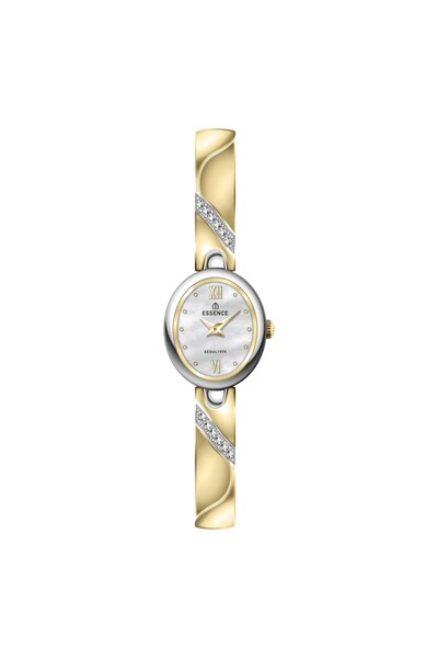 Essence D1240.220 Minimal Stone Design Pearlescent Oval Dial Metal Cord Metal Case 3 Atm Water Resistant