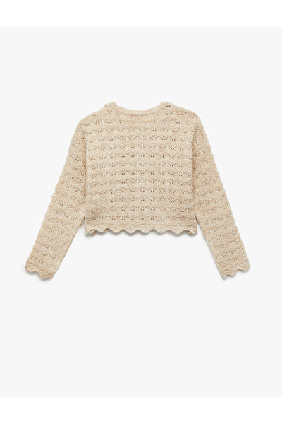 Koton Long Sleeve Crew Neck Sweater with Lace Detail