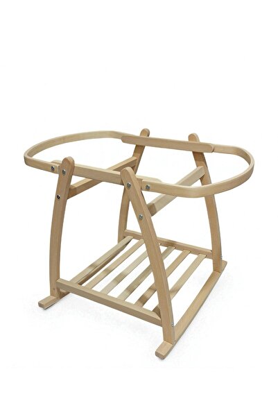 STAND BEFELLE HOME Sallanır Ahşap Puset Standı - Doğal Ahşap - Oval Sepetlere Uyumlu