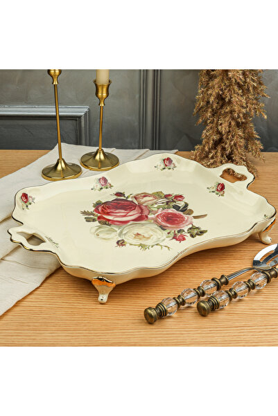 ROY KING ROSE 42 CM AYAKLI VE KULPLU SUNUM TABAK