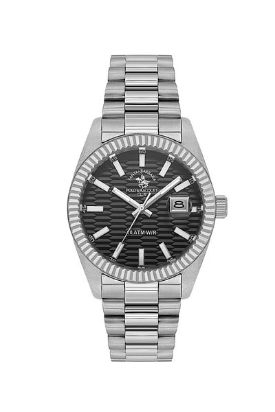 Santa Barbara Polo & Racquet Club Santa Barbara Polo Racquet Club Sb.1.10626-2 Steel Cord Steel Case 10 Atm Water Resistant Metallic R