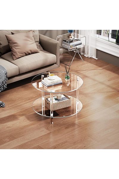 Slasa Round Transparent Acrylic Coffee Table