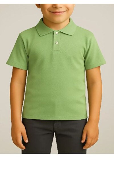 Nacar Unisex Çocuk Rahat Kalıp Uzun Kollu Polo Yaka Penye Lakost T-shirt