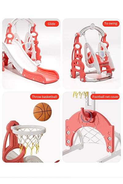 Fakah 6’sı 1 Arada Çok Fonksiyonlu Çocuk Oyun Set Basketbol, Salıncak, Kaydırak, Futbol Kalesi Atış Yeri