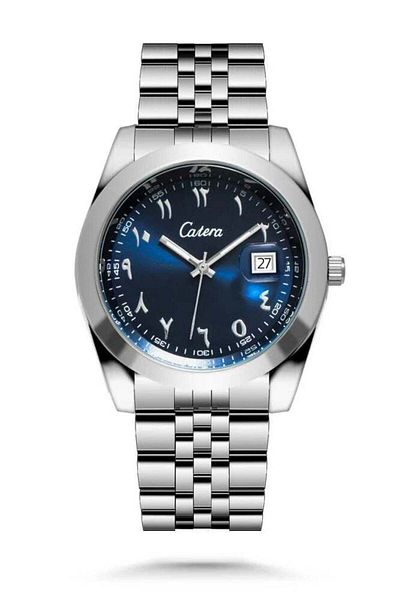 catera Catira Men's Watch Silver Steel with Blue Dial Arabic Numbers