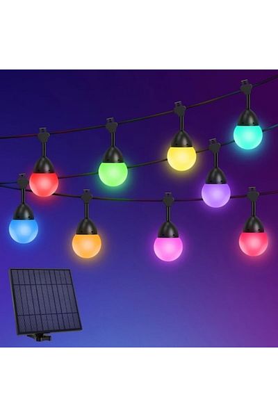 OEM Solar RGB Garland Rosario for Outdoor and Indoor, 18 Bulbs, 7.5 M, 2 Batteries 2200mAh/3.7V, 5.5V Pa