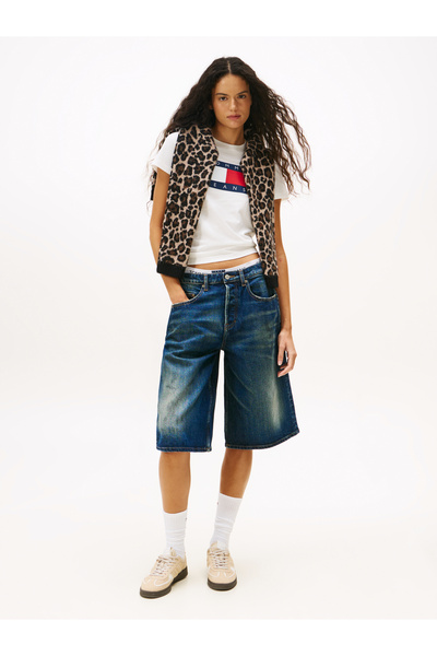 Tommy Hilfiger Tommy Hilfiger Women Ecru Short Sleeve Crew Neck Regular Fit Flag T-Shirt